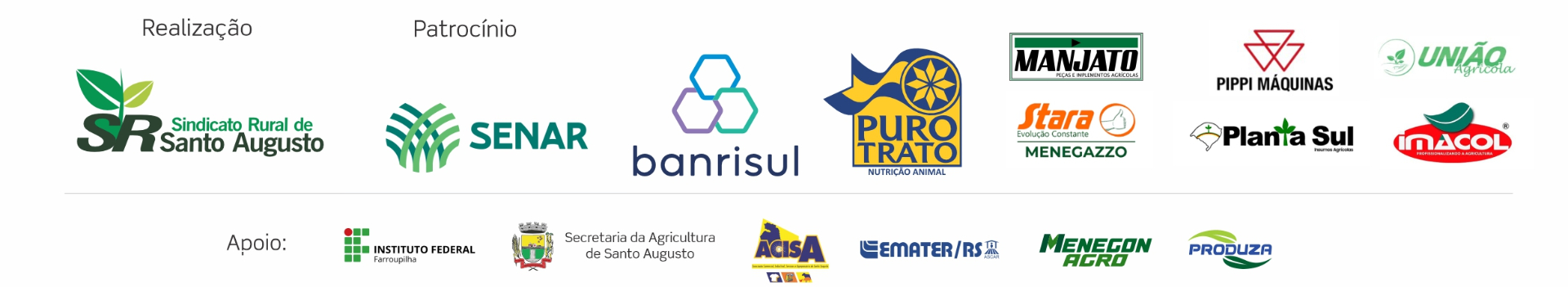 Logos dos patrocinadores e apoiadores do Seminário Agro